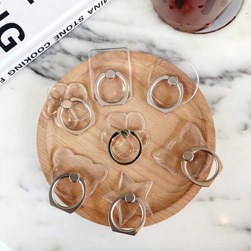 hold-181 Smartphone Ring Clear Transparent Simple Stand Holder Ring Rhinestone