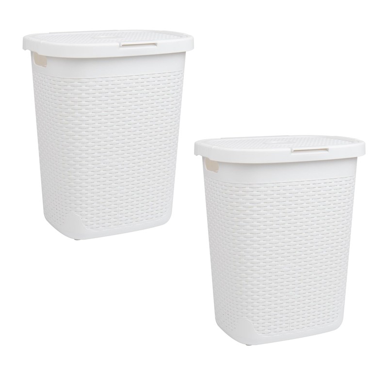 Mind Reader Slim Laundry Hamper with Lid, 50L Clothes Basket,