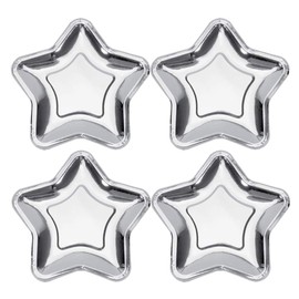 HEALLILY 10 stücke Weihnachten einweg kuchenform fünfzackigen Stern pappteller einweg papierfach sternform Teller für Weihnachten Geburtstag Silber