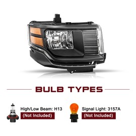 JSBOYAT Headlight for 2009 2010 2011 2012 Ford Flex SE SEL Halogen Headlamp Right Passenger Side & Left Driver Side Black Housing with Amber Reflector
