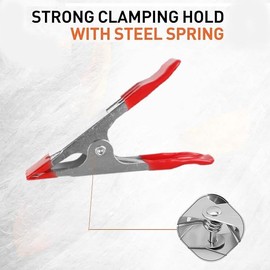 MORECP 15-piece Heavy Duty Metal Spring Clamps Set, 6-inch & 4-inch Clamps, 2-inch & 1-inch Jaw Opening, Protective Handles & Tips for DIY, Workshop, Woodworking MP11