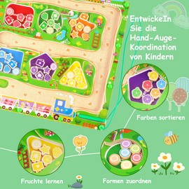 Montessori Magnetic Game Labyrinth Toy from 3 4 5 Years Girls Boys, Magnetic Toy Children, Magnetic Game Motor Skills Toy, Magnets Children's Educational Games, Children's Toy Wooden Toy Gift
