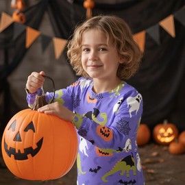 Little Hand Boy Dinosaur Pajamas Toddler Long Sleeve Autumn Winter Sleepwear Cute Spooky Ghoul Pjs Set Pumpkin Clothes Size 6