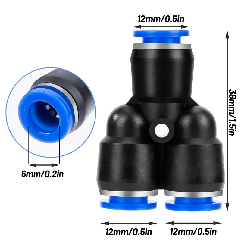 QIMEI-SHOP Pneumatic Connector Y Pneumatic Connector 6 mm Pneumatic Fittings