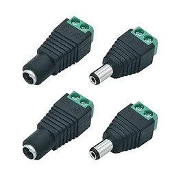 12V DC Power Connector 5.5mm x 2.1mm 24V Power Jack Plug Barrel Adapter for CCTV Security Camera Led Strip Light (2 x Male + 2 x Female)