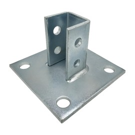 2 Pack - 4 Hole Post Base Channel, 6" Square for All 1-5/8" Strut Channel, Side Orientation - Heavy Duty, Electro-Galvanized (2)