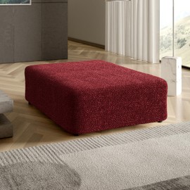 PAULATO BY GA.I.CO. Big Ottoman Cover Stool Cover Pouf Slipcover - Soft Polyester Fabric Slipcover - 1-Piece Form Fit Stretch Furniture Protector - Microfibra Collection - Burgundy (Ottoman)