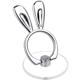 Rabbit Phone Ring Holder - EI Sonador Clear Cell Phone Ring Holder Transparent Stand Finger Grip (2 Silver Rabbit)