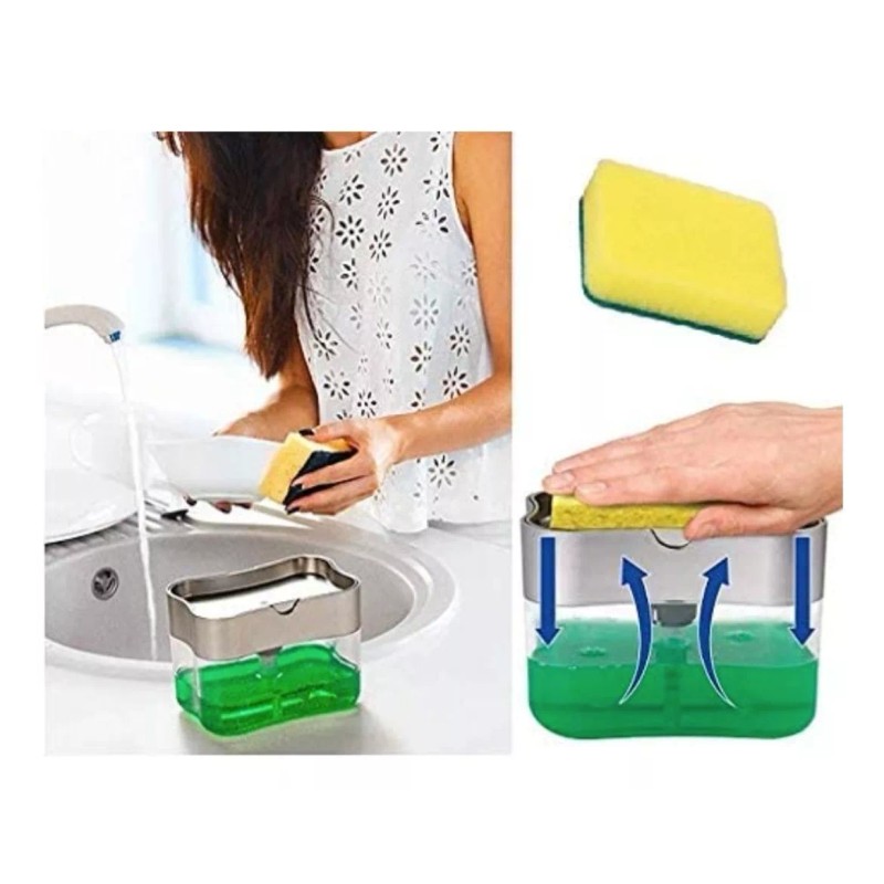 Clicmania 2 En 1 Dispensador De Jabon Con Fibra Espoja
