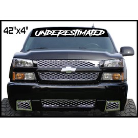 UNDERESTIMATED 42" Windshield Brow Vinyl Decal Sticker Diesel Truck JDM Car Turbo Boost Drift Euro Low Lifted Stance