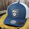 HOOEY Bronx Adjustable Snapback Mesh Trucker Back Hat (Blue/White)