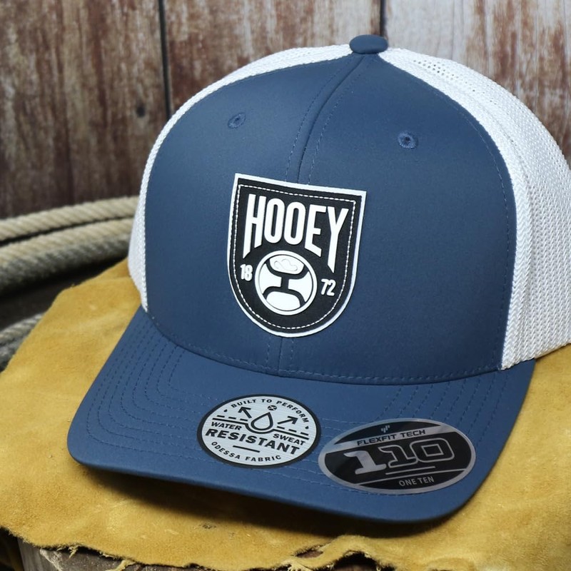 HOOEY Bronx Adjustable Snapback Mesh Trucker Back Hat (Blue/White)
