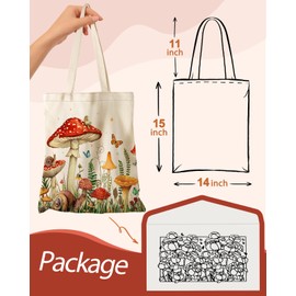 Miss Adola Tote Bag for Women Girls Aesthetic Canvas Tote Bag with Pocket Inspired Gift Reusable Casual Bag for Work Shopping, Mushroom