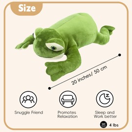 capybaraflying Frog Weighted Plush Pillow, 20" 4 lbs Frog Weighted Stuffed Animals, Cute Animal Plushie Dolls Throw Pillow Birthday Gifts for Kids & Adults