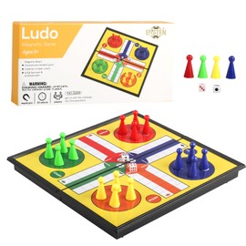 ZUNIPLEX Ludo Magnetic Foldable Flying Chess,Dice Game,Small Land-Based Game,Board Game for Kids Beginner Travelling Chess Piece Set with Portable Storage Board