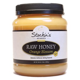 Stockin's Apiaries Raw Orange Blossom Honey, Unheated and Unfiltered - 80 Ounce Container