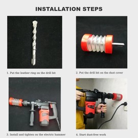 Electric Hammer Driller Dust Cover, Spring Telescopic Transparent Dust Collector Drill Bit Dust Collector Avoid Drop for Home Decoration - FCM200(Red)