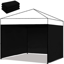 ZONGTI 10x10 FT Instant Canopy Tent Sidewall, Waterproof & UV Protection for Pop Up Canopy Tent - Privacy Wall for Camping, Market Stall, Outdoor Events (3 Pack Sidewall Only, No Frame or Top) (Black)