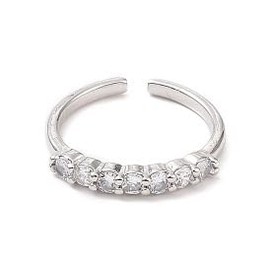 Hemasa Real 18K Gold Plated Clear Cubic Zirconia Open Cuff Ring for Women/Girls With GiftBox (Platinum)