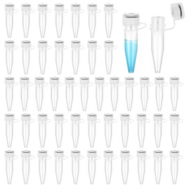 Pack of 50 Centrifuge Tubes - Plastic Cryo Tube Bottles Laboratory Freezing Tubes Transparent Reaction Vessels Fabric Capsules for Lab Medical Research Teaching Test Tube with Screw Cap