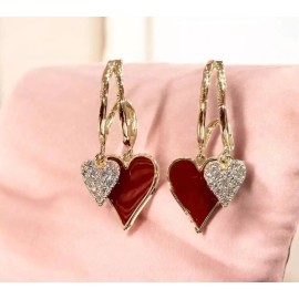 Unbranded Valentines Day Heart Dangle Drop Hoop Crystal Earrings, NEW!!!