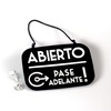 Abierto Cerrado Sign Vuelvo Enseguida with Suction Cup, Vintage Retro