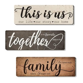 3 Pieces Wooden Signs Hanging This is Us Wooden Wall Decor Wooden Signs Hanging Wall Plaques Wall Decor for Home Dining Room Art Decor
