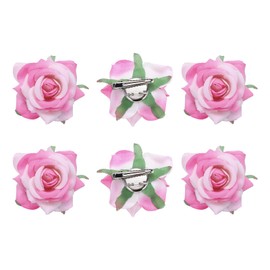 MECCANIXITY 6 Pcs Rose Flower Hair Clips 3 Inch Flower Hair Pins Flower Brooch for Women Hair Accessories Light Pink