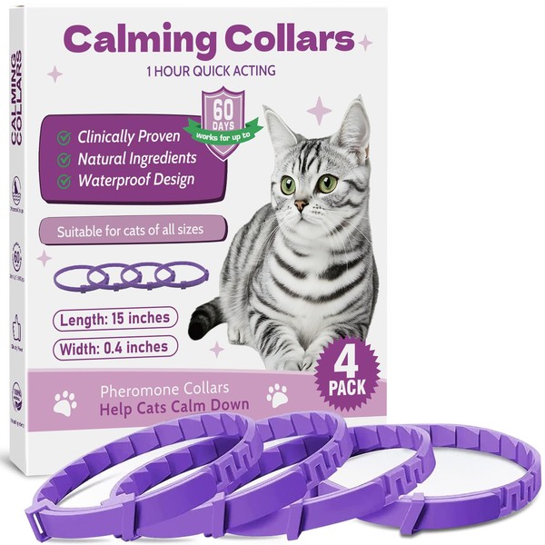 Cat Calming Collar -4 Pack Soother Cats Calming Collars Anxiety