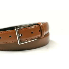 Ashford Ridge Mens 30mm (1.25") Suit Trouser Feather Stitched Leather Belt Tan Medium