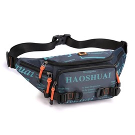 Fanny Pack for Men Women Waist Bag with Headphone Jack Utility Hip Belt Pouch Crossbody Bags Bumbag for Cycling Hiking Walking Fishing Navy