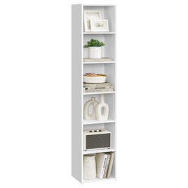 VASAGLE Custos Collection - Bookshelf, 6-Tier Bookcase, Book Shelf, Open Storage Shelf, 9.4 x 11.9 x 63.3 Inches, for Living Room, Home Office, Dinning Room, Cloud White ULBC411W01