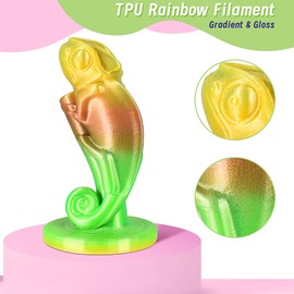 ERYONE TPU Filament 1.75mm, 3D Printer Filament,Flexible 95A TPU, +/-0.03mm, 0.5kg 1 Spool, Aurora Rainbow
