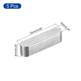 sourcing map 5Pcs Round Ended Feather Key, 6x6x25mm Stainless Steel Professional Parallel Drive Shaft Key Stock for Fasteners Mechanical Industry