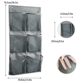 LONGHAO Over the Door Shoe Organiser, Over the Door Organiser for Shoes, Multifunctional Hanging Organiser, Shoe Storage, Hanging Space-Saving, with 2 Hooks, for Bedroom (Grey)