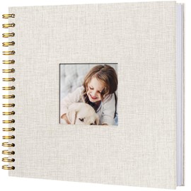 8 x 8 Inch Scrapbook Photo Album, DIY Memory Book Linen Cover for Photos, Hardcover Kraft White Pages Scrap Book Photo Albums for Travel, Wedding Anniversary Family Christmas Baby 40 Pages, Beige