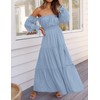 ZESICA Women's 2025 Boho Sexy Off Shoulder Long Sleeve Smocked