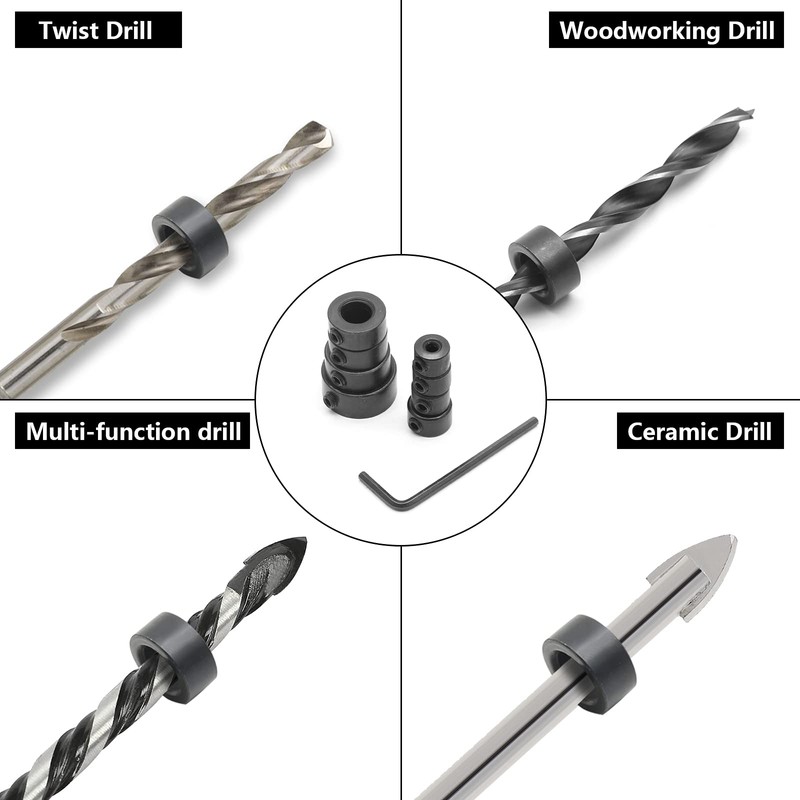 Jersvimc 8Pcs Drill Bit Depth Stop Collar Set, Drill Bit