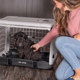 Pet Gear “The Other Door” 4 Door Steel Crate for Dogs/Cats with Removable Tray, Fog, 27 Inch