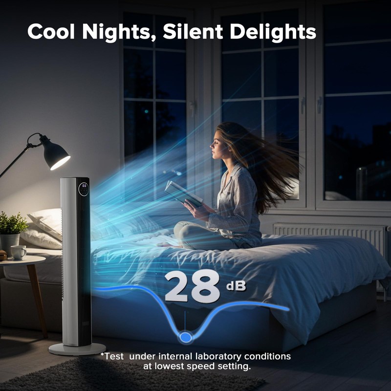 Electactic Tower Fan for Bedroom 25ft/s Standing Fan 85° Oscillating