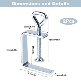Delsen C Clamp Set, 2 Pieces Small C Clamp, C Clamps Made of Galvanised, Screw Clamp, Carrier Clamp for Clamps, Maximum Clamping Degree 50 mm, Woodworking Tool, DIY & Car Repair