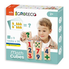 Igroteco® Mathematics Cube Set, 30 Tasks for Logic, Addition, Subtraction & More, Educational Wooden Toy for Children, Promotes Calculations, Colours & Numbers, from 2 Years