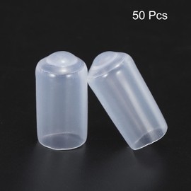 sourcing map 50pcs Rubber End Caps 8mm(5/16") ID Vinyl PVC Round Tube Bolt Cap Cover Screw Thread Protectors Clear