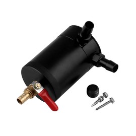 Riloer 2 Port Oil Catch Can with Drain Valve, Reservoir Tank Oil Air Separator with Aluminium Baffle, Oil Catch Can Kit