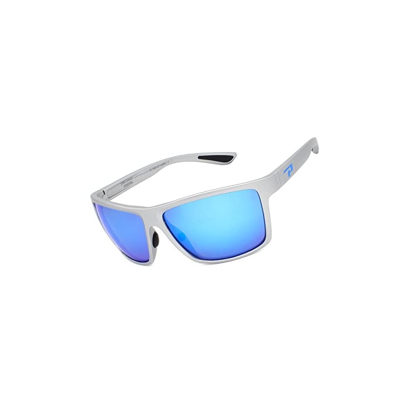 Pepper's Floating Collection Polarized Rectangular Sunglasses, Metallic Silver/Blue Mirror, 60X17X140MM