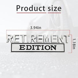 HZEL Car Emblem, 2PCS 3D Retirement Vehicle Badge Edition Sticker, Automotive Exterior Bumper Hood Trunk Door Decal Replacement Accessories, Universal for SUV, Sedan, Truck (Silver Black)