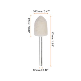 HARFINGTON 5pcs Wool Felt Mounted Mandrel Points 12mm Head 1/8 Inch Shank Conical Polishing Bits Burrs Felt Polishing Buffing Wheel for Rotary Tool