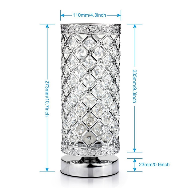 Crystal Table Lamp Touch Control Dimmable Accent Desk Lamp Bedside