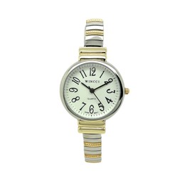 Ladies Big Numbers Stretch Elastic Band Fashion Watch Wincci (Two Tone)