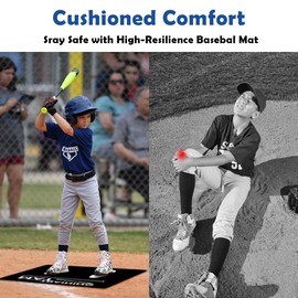 Pro Baseball Hitting Mat with Stance Guide - 23.6"x35.4" Anti-Slip Portable Batting Mat for Indoor/Outdoor Swing Training, Tee Work & Posture Improvement (Kids & Adults)